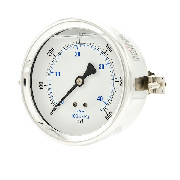 Pic Gauges 4 in Dial, 1/4 in NPT Male Center Back Location, Stainless Steel Case Material 203L-404K - main