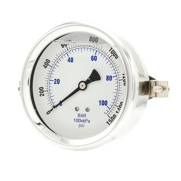 Pic Gauges 4 in Dial, 1/4 in NPT Male Center Back Location, Stainless Steel Case Material 203L-404N - main