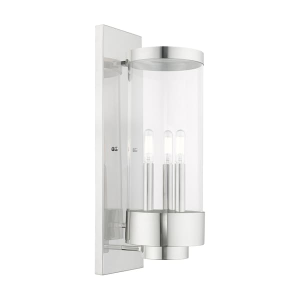 Livex Lighting Hillcrest 3 Light Polished Chrome Outdoor Wall Lantern 20724-05 - main