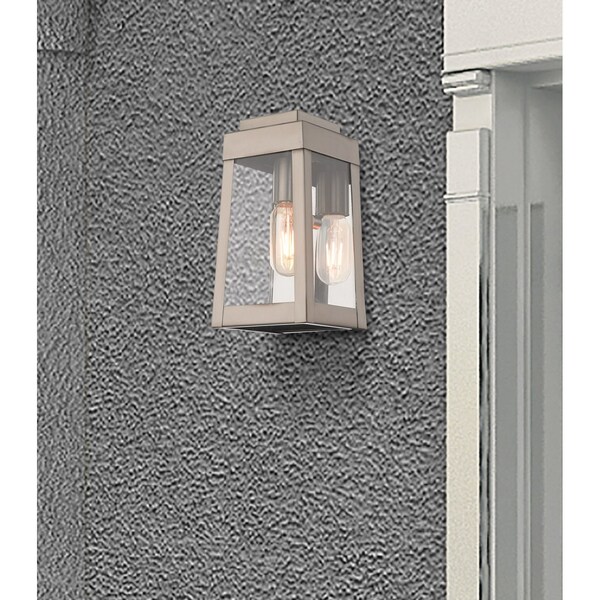 Livex Lighting Oslo 1 Light Brushed Nickel Outdoor Wall Lantern 20851-91 - main