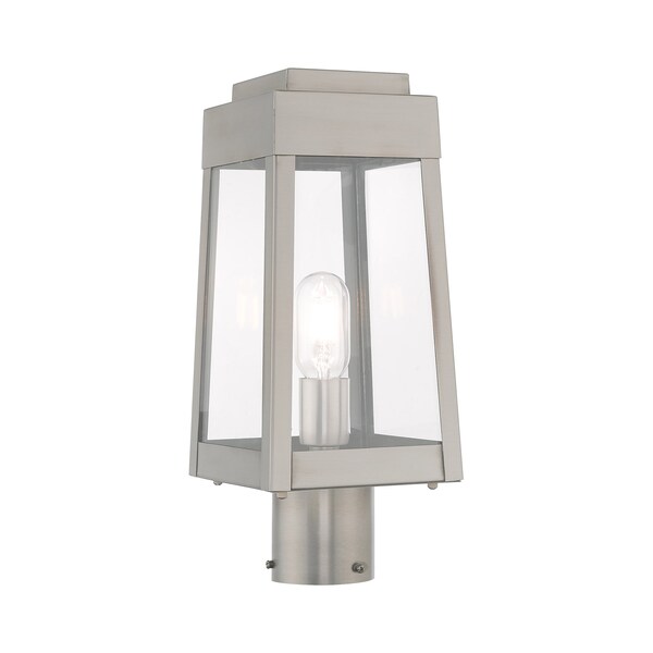 Livex Lighting Oslo 1 Light Brushed Nickel Outdoor Post Top Lantern 20853-91 - main