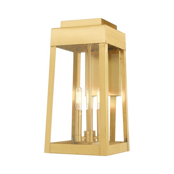 Livex Lighting Oslo 3 Light Satin Brass Outdoor Wall Lantern 20855-12 - main