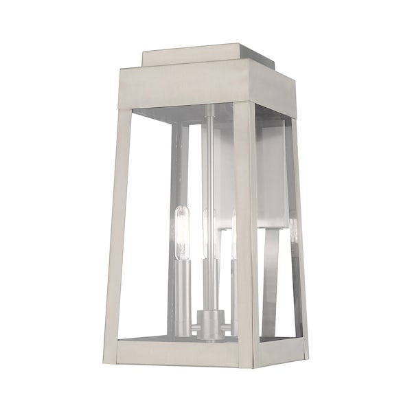 Livex Lighting Oslo 3 Light Brushed Nickel Outdoor Wall Lantern 20855-91 - main