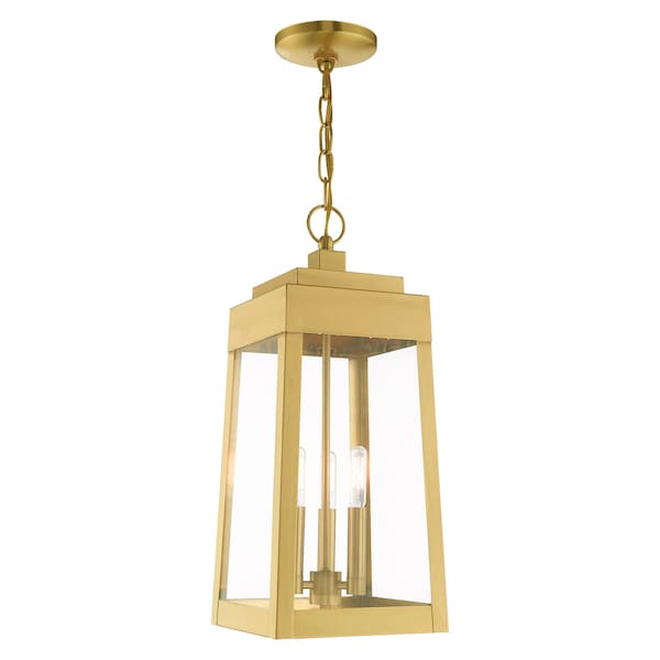 Livex Lighting Oslo 3 Light Satin Brass Outdoor Pendant 20857-12 - main