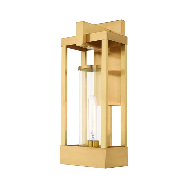 Livex Lighting Delancey 1 Light Satin Brass Outdoor Wall Lantern 20993-12 - main