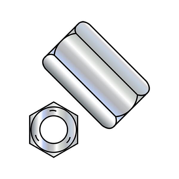 Zoro Select Coupling Nut, 7/8"-9, Steel, Grade 5, Zinc Plated, 2-1/2 in Lg, 1-1/4 in Hex Wd, 60 PK 874020NCUP5 - main