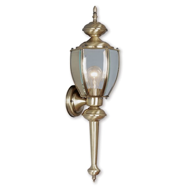 Livex Lighting Outdoor Basics 1 Light Antique Brass Outdoor Wall Lantern 2112-01 - main