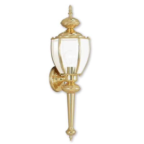 Livex Lighting Outdoor Basics 1 Light Polished Brass Outdoor Wall Lantern 2112-02 - main