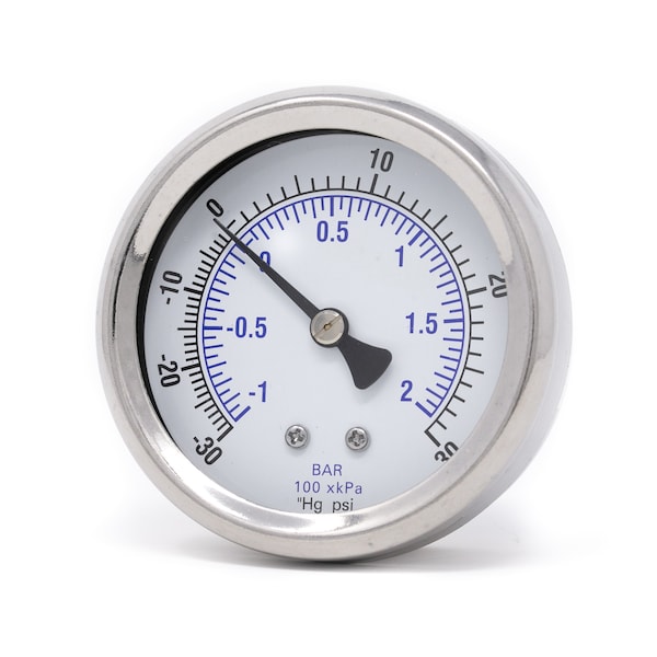 Pic Gauges 2 1/2 in Dial, 1/4 in NPT Male Center Back Location, Stainless Steel Case Material 212D-254CC - main