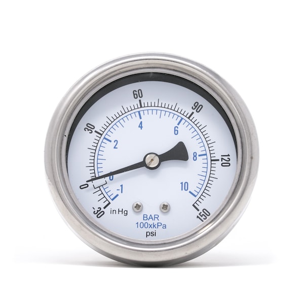 Pic Gauges 2 1/2 in Dial, 1/4 in NPT Male Center Back Location, Stainless Steel Case Material 212D-254CF - main