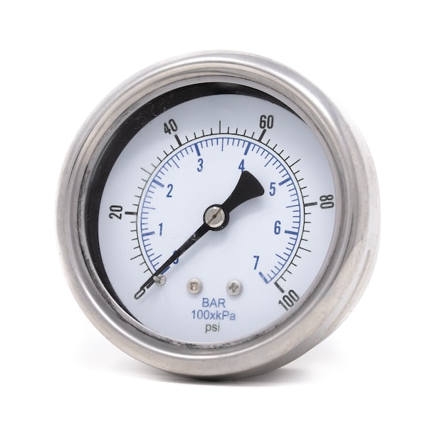 Pic Gauges 2 1/2 in Dial, 1/4 in NPT Male Center Back Location, Stainless Steel Case Material 212D-254E - main
