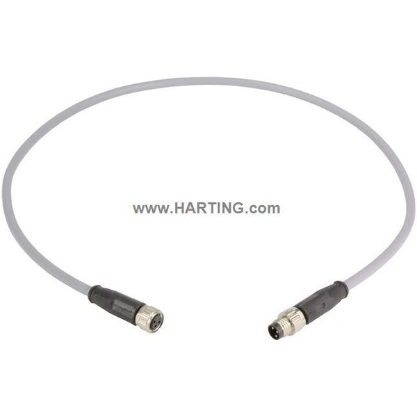 Harting Cordset, 0.5 m Cable, PVC, Gray 21348081380005 - main