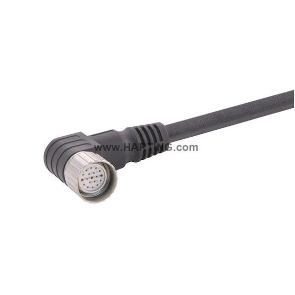 Harting Cordset, 5 m Cable, PUR, Black 21373600D74050 - main