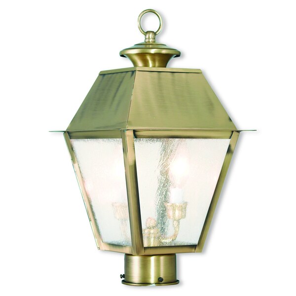 Livex Lighting Mansfield 2 Light Antique Brass Outdoor Post Top Lantern 2166-01 - main