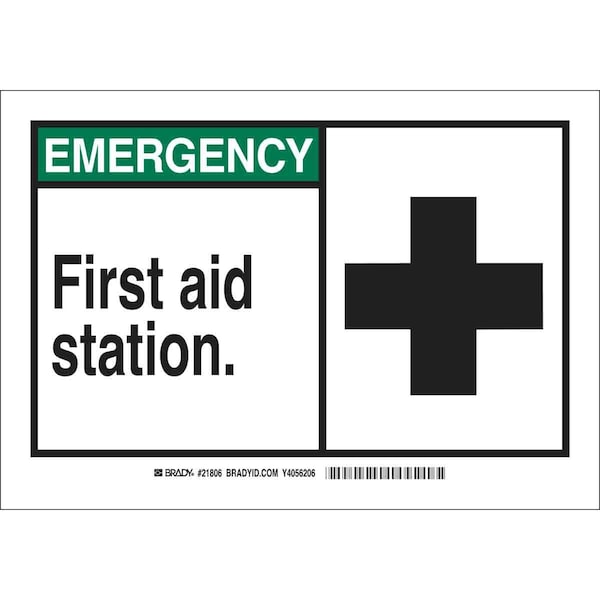 Brady Emergency First Aid Station., 7 in x 10 in, Rectangle, Aluminum, 46482 46482 - main