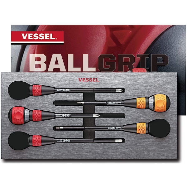 Vessel BALL GRIP Ratchet Screwdriver 5PC. Set 22002N3EVA - main