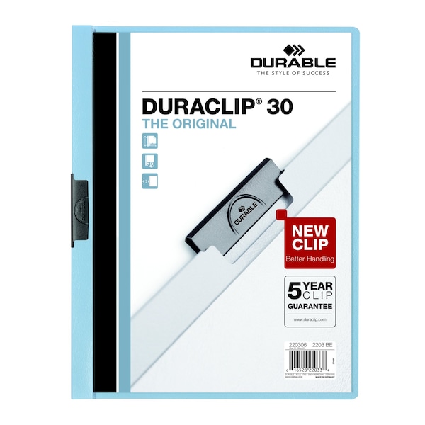 Duraclip Report Cover, 30 Sh, Ltr, Lt Blue, PK25 220306 - main