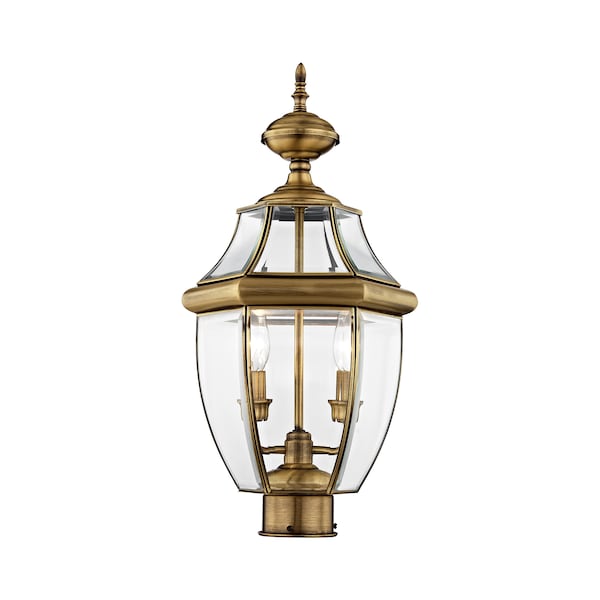 Livex Lighting Monterey 2 Light Antique Brass Outdoor Post Top Lantern 2254-01 - main