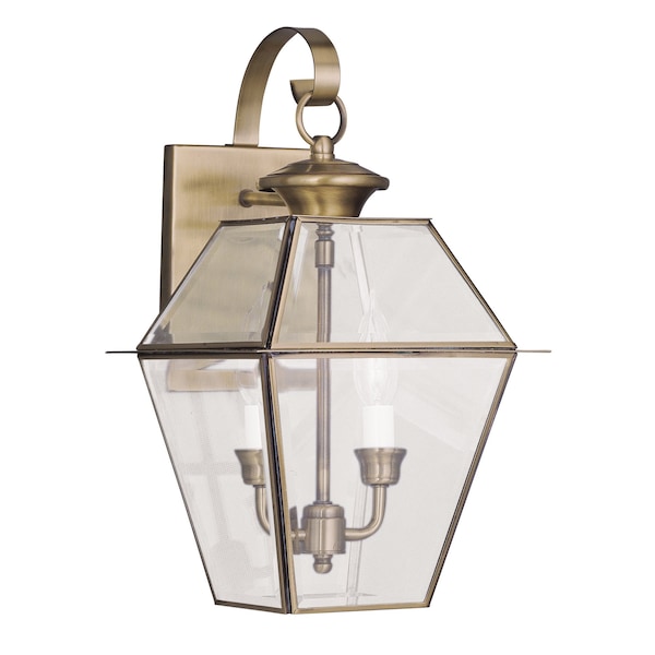 Livex Lighting Westover 2 Light Antique Brass Outdoor Wall Lantern 2281-01 - main