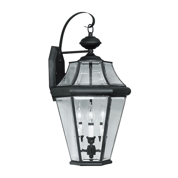 Livex Lighting Georgetown 3 Light Black Outdoor Wall Lantern 2361-04 - main