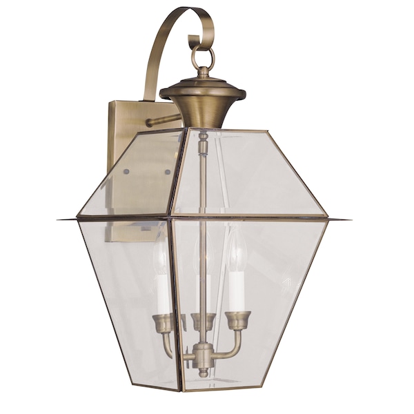 Livex Lighting Westover 3 Light Antique Brass Outdoor Wall Lantern 2381-01 - main