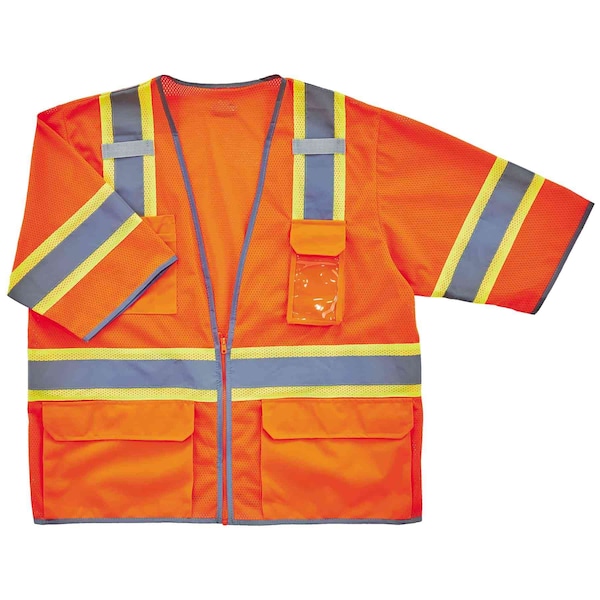 Ergodyne Orange Two-Tone Hi-Vis Class 3 Surveyor, Polyester, Orange, S/M 8346Z - main