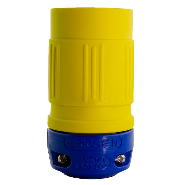 Ericson Locking Connector, Non-NEMA, 10/20 A, 250V AC, Single Phase, 3 Pole, Yellow 2417-C - main