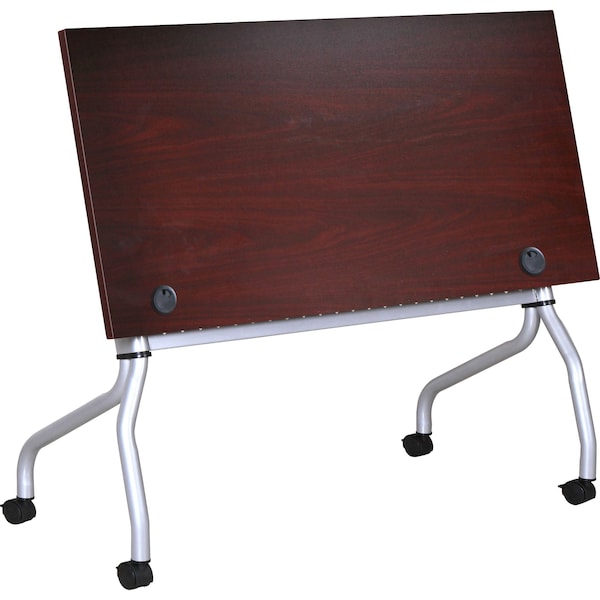 Lorell Rectangle Lorell Mahogany Flip Top Training Table, 23.6 W, 48 L, 29.5 H, Nylon Top, Mahogany LLR60722 - main