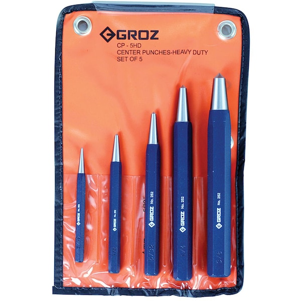 Groz Center Punch Set, Heavy Duty, 5 pcs. 25205 - main