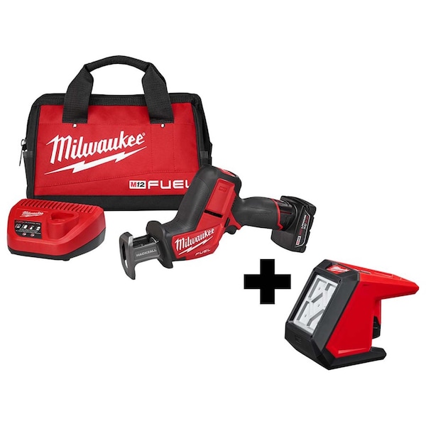 Milwaukee Tool M12 FUEL™ HACKZALL® Recip Saw Kit w/ M12™ ROVER™ Mounting Flood Light 2520-21XC, 2364-20