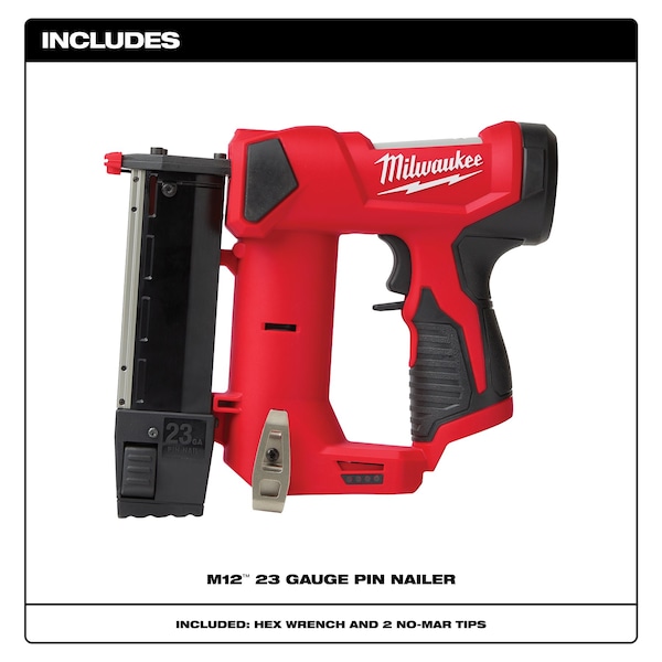 MILWAUKEE M12™ Cordless 23 Gauge Pin Nailer (2540-20) | Zoro