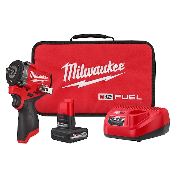 Milwaukee Tool M12 FUEL Stubby 3/8" Impact Wrench Kit 2562-21 - main