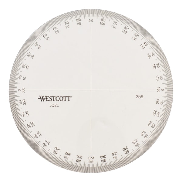 Westcott Protractors, 4" 360 Circular Protractor 259 Zoro