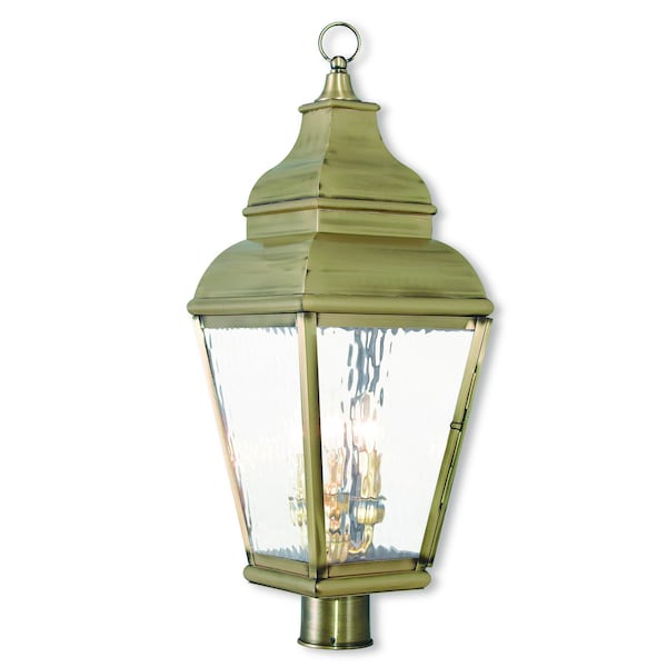 Livex Lighting Exeter 3 Light Antique Brass Outdoor Post Top Lantern 2606-01 - main