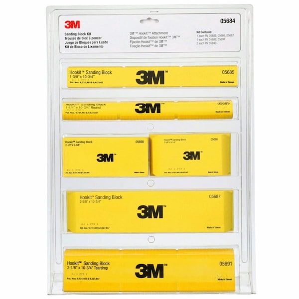 3M Hookit Sanding Block Kit, 05684, PK6 05684 Zoro