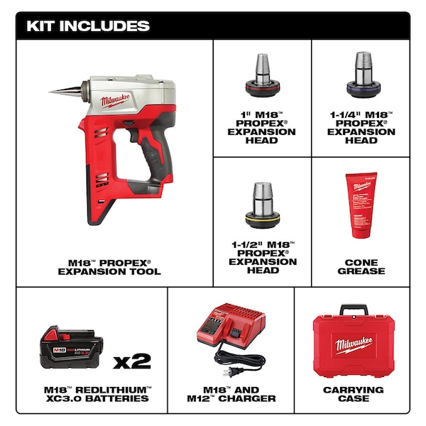 MILWAUKEE M18 ProPEX Expansion Tool Kit (2632-22XC) | Zoro