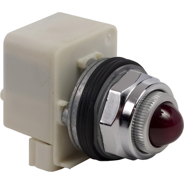 Schneider Electric Pilot light, Harmony 9001K, metal, glass, domed, red, 30mm, 110-120V 9001KP1R6 - main