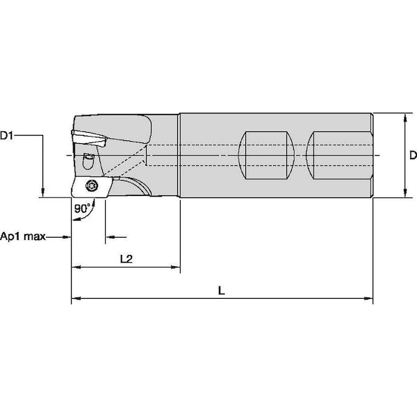 Widia Indexable Profiling End Mill, VSM11 Series, High Speed Steel, 11.53mm Depth of Cut VSM11D016Z02B16XD11 - main