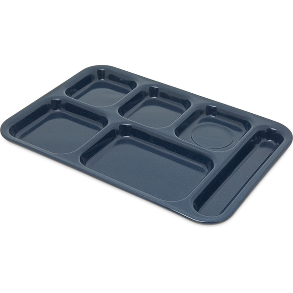 Carlisle Foodservice Right Hand 6 Comp Tray, Blue, PK12 4398835 - main