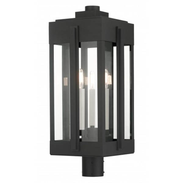 Livex Lighting Black Outdoor Post Top Lantern, 3 Light 27717-04