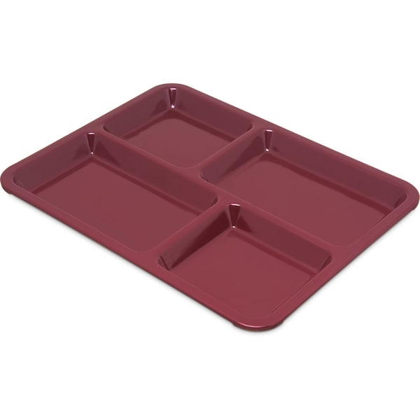 Carlisle Foodservice Tray, 4-Compartment, Dark Cranberry, PK12 KL44485 - main