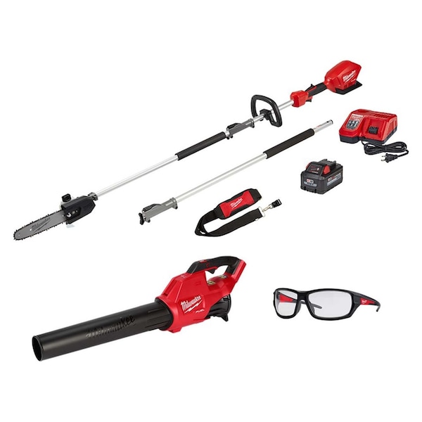 Milwaukee Tool M18 FUEL 10" Pole Saw Kit, EXTRA M18 FUEL Blower AND Glasses 2825-21PS, 2724-20, 48-73-2020