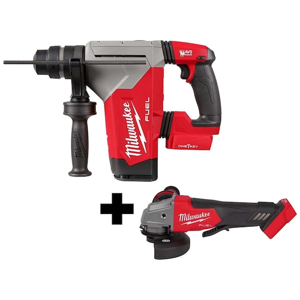 Milwaukee Tool M18 FUEL 4-1/2" / 5" Braking Grinder Paddle Switch + M18 FUEL 1-1/8" SDS Plus Rotary Hammer ONE-KEY 2915-20, 2880-20 - main