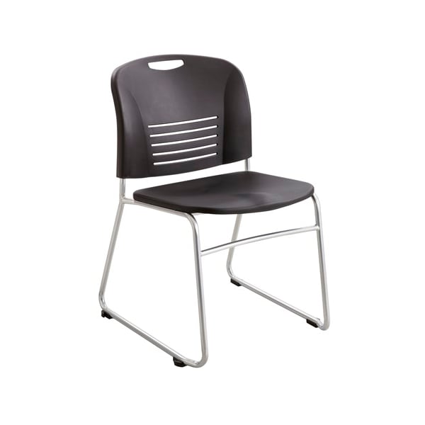 Safco Vy Sled Base Chair, Black Seat, Black Back, 22 1/2" W 19-1/2" L 32-1/2" H, No Arm, Plastic Seat 4292BL - main
