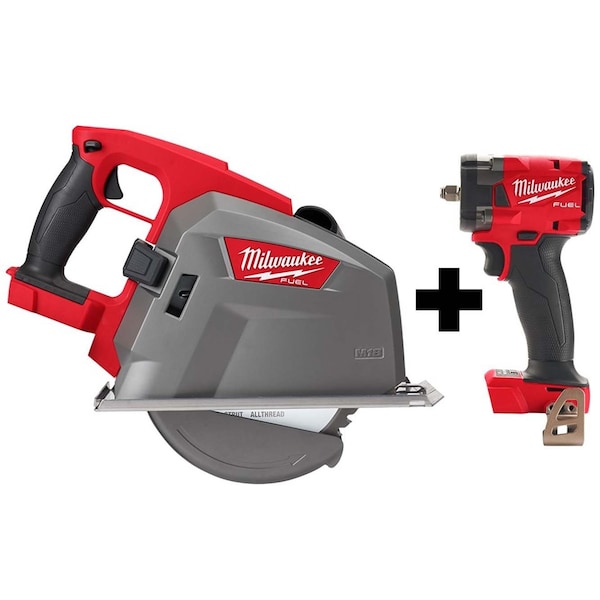 Milwaukee Tool M18 FUEL 3/8" Compact Impact Wrench w/ Friction Ring + M18 FUEL 8" Metal Cutting Circular Saw 2982-20, 2854-20 - main