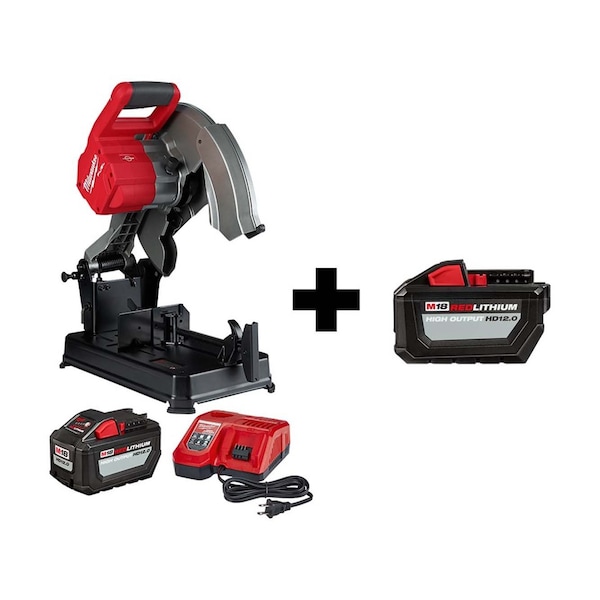 Milwaukee Tool M18 Fuel 14" Chop Saw, M18 12.0AH Battery 299021HD, 48111812 Zoro