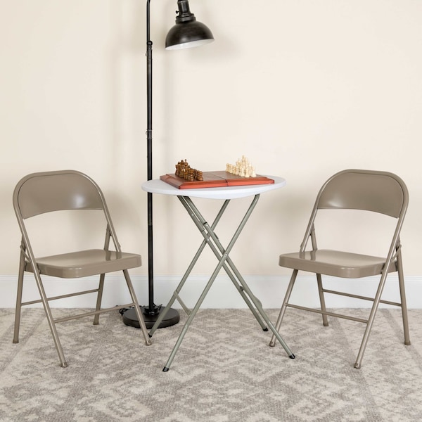 Flash Furniture HERCULES Series Double Braced Gray Metal Folding Chair, PK2 2-BD-F002-GY-GG - main