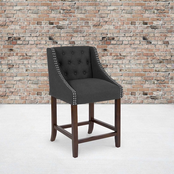 Flash Furniture Charcoal Fabric/Wood Stool, 24", PK2 2-CH-182020-T-24-BK-F-GG - main