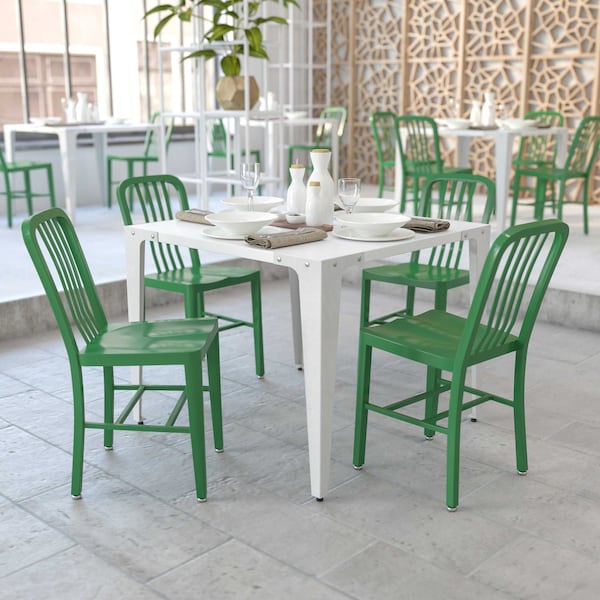 Flash Furniture Gael Commercial Grade Green Metal Indoor-Outdoor Chair, PK2 2-CH-61200-18-GN-GG - main