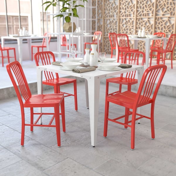 Flash Furniture Gael Commercial Grade Red Metal Indoor-Outdoor Chair, PK2 2-CH-61200-18-RED-GG - main